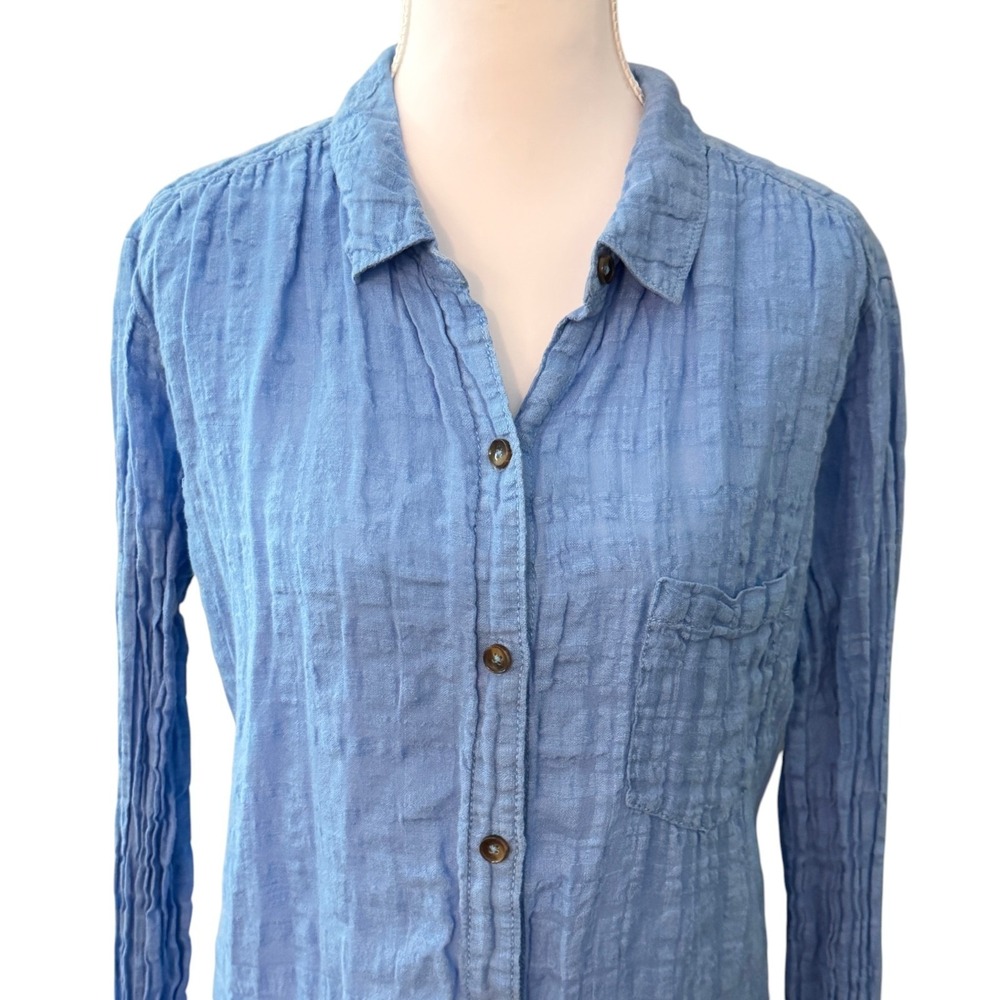 Anthropologie Pilcro & the Letterpress Gauzy Linen-Blend Button-Up Top Size 12 - Picture 5 of 11